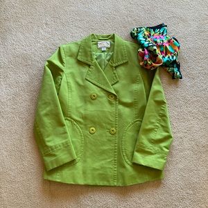 Talbots Grass Green Double Breasted Jacket, Size M